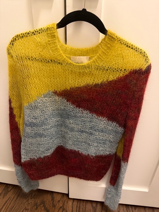 Ulla Johnson Sweaters - Ulla Johnson Colorblock Mohair Sweater in Yellow, Burgundy & Light Blue